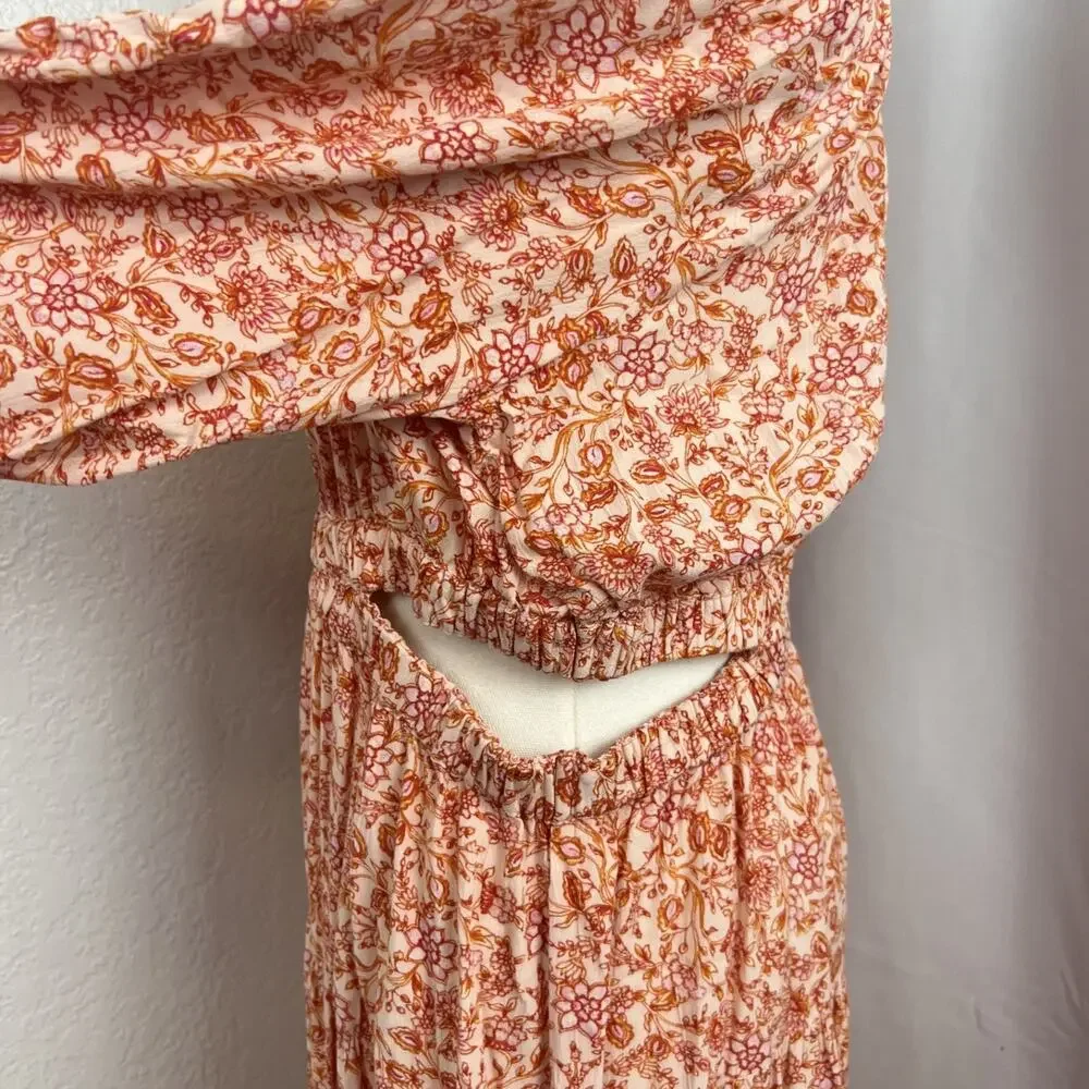 Old Navy Maxi Dress Womens Large Ditzy Floral Side‎ Cutout Hippie Boho Cottage